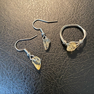 Handmade jewelry ring 5 and earrings yellow‎ *2